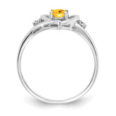 14k White Gold Citrine and Diamond Heart Ring